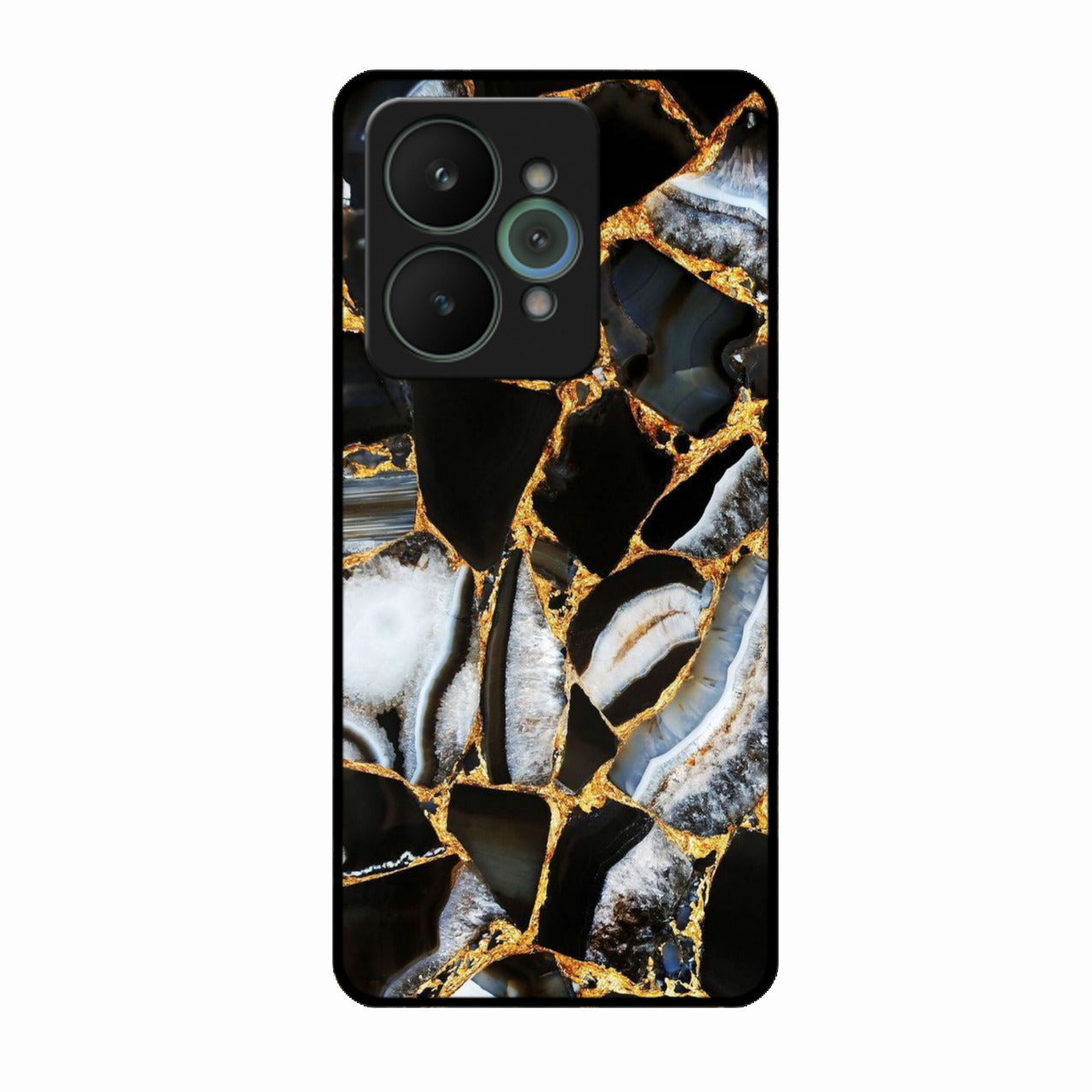 Black Gold Marble Glass Phone Case for Realme 15 5G