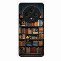 Colorful Bookshelf Art Glass Case Cover for Oppo F27 5G