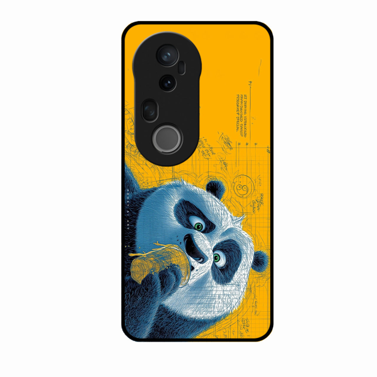 Cute Panda Sketch Premium Glass Phone Case for Vivo T4 Ultra 5G