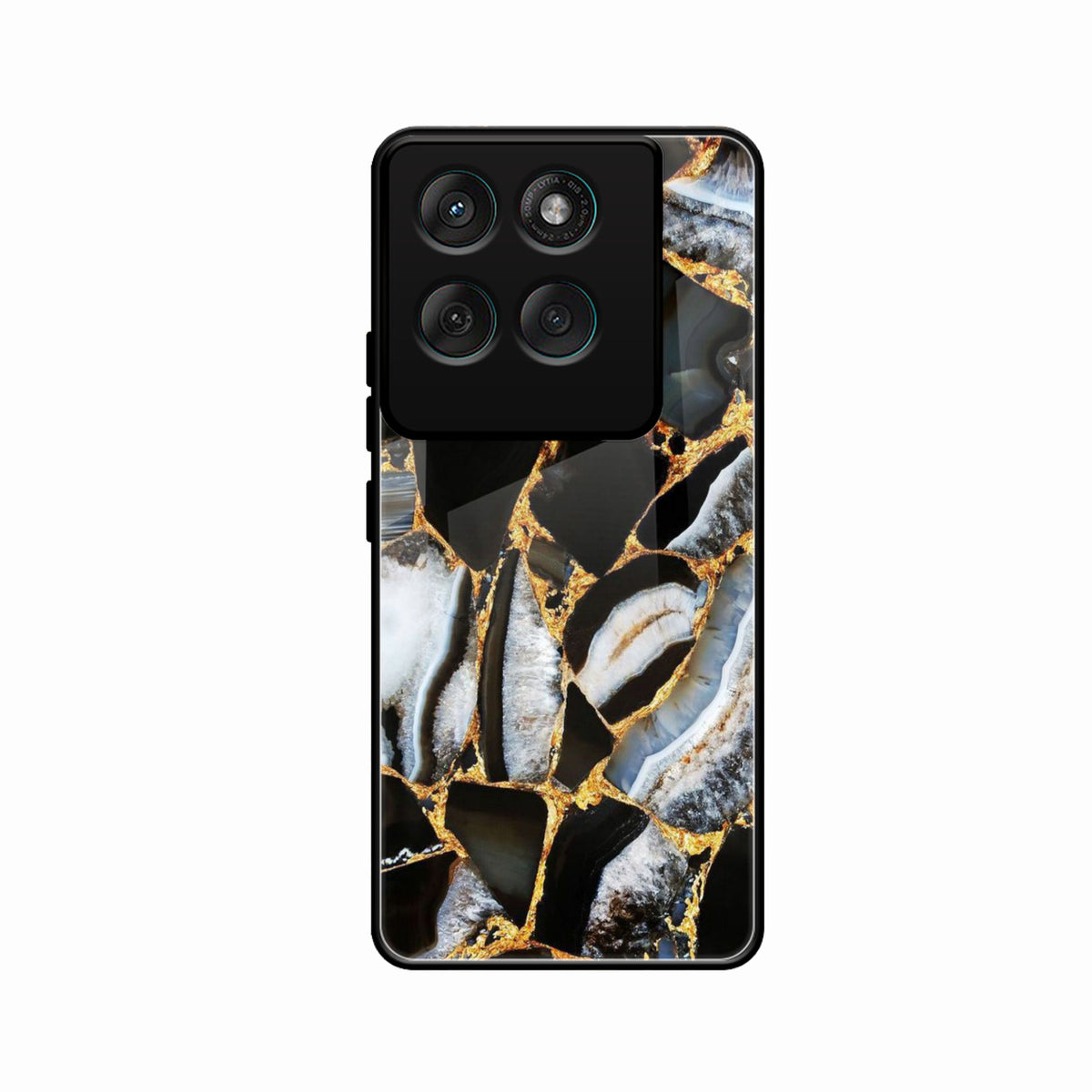 Black Gold Marble Glass Phone Case for Motorola Edge 60 Stylus 5G