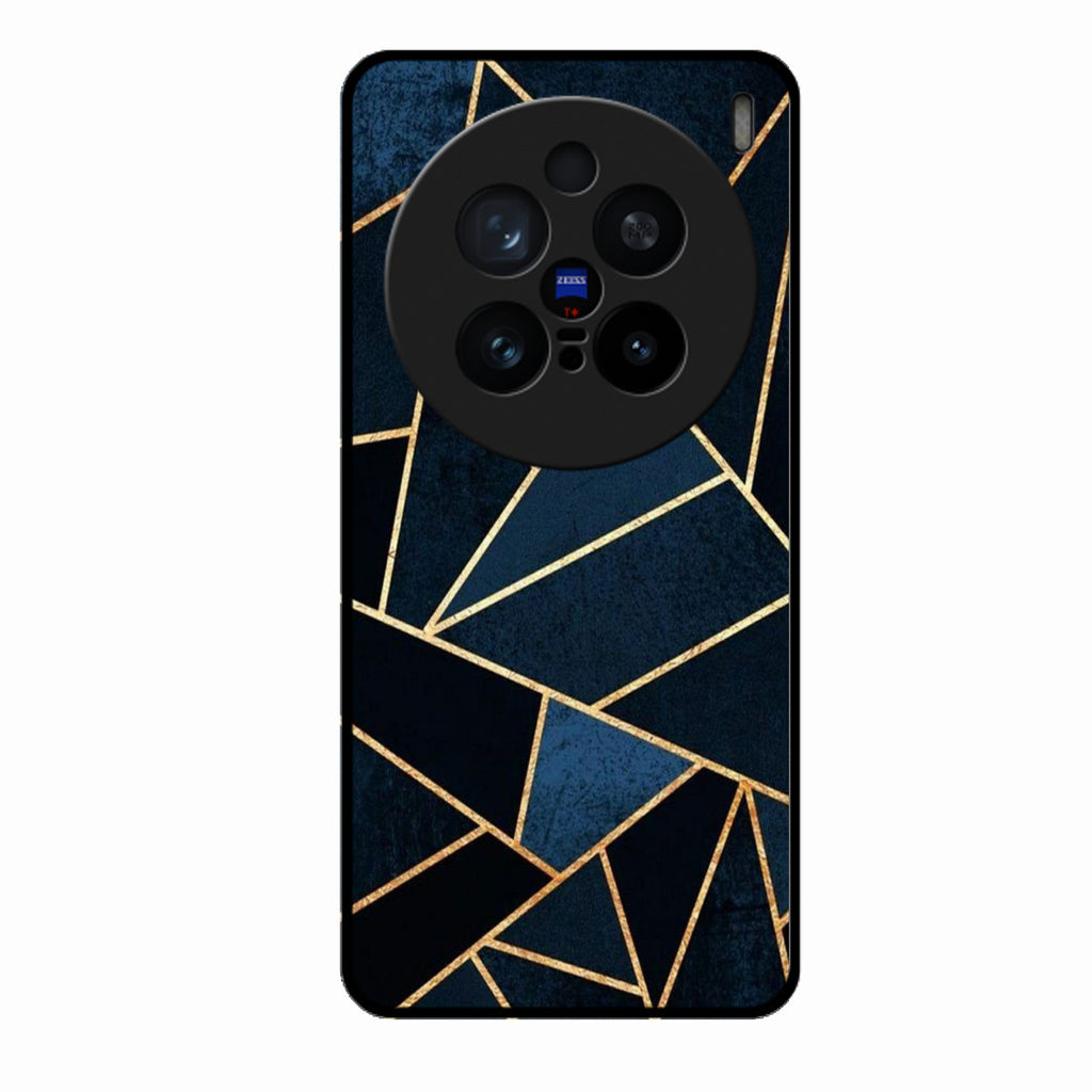 Midnight Gold Geometric Premium Glass Phone Case for Vivo X200 Pro 5G