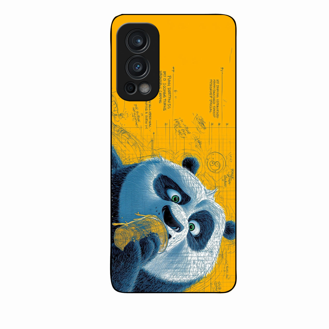 Cute Panda Sketch Premium Glass Phone Case for Oneplus Nord 2 5G