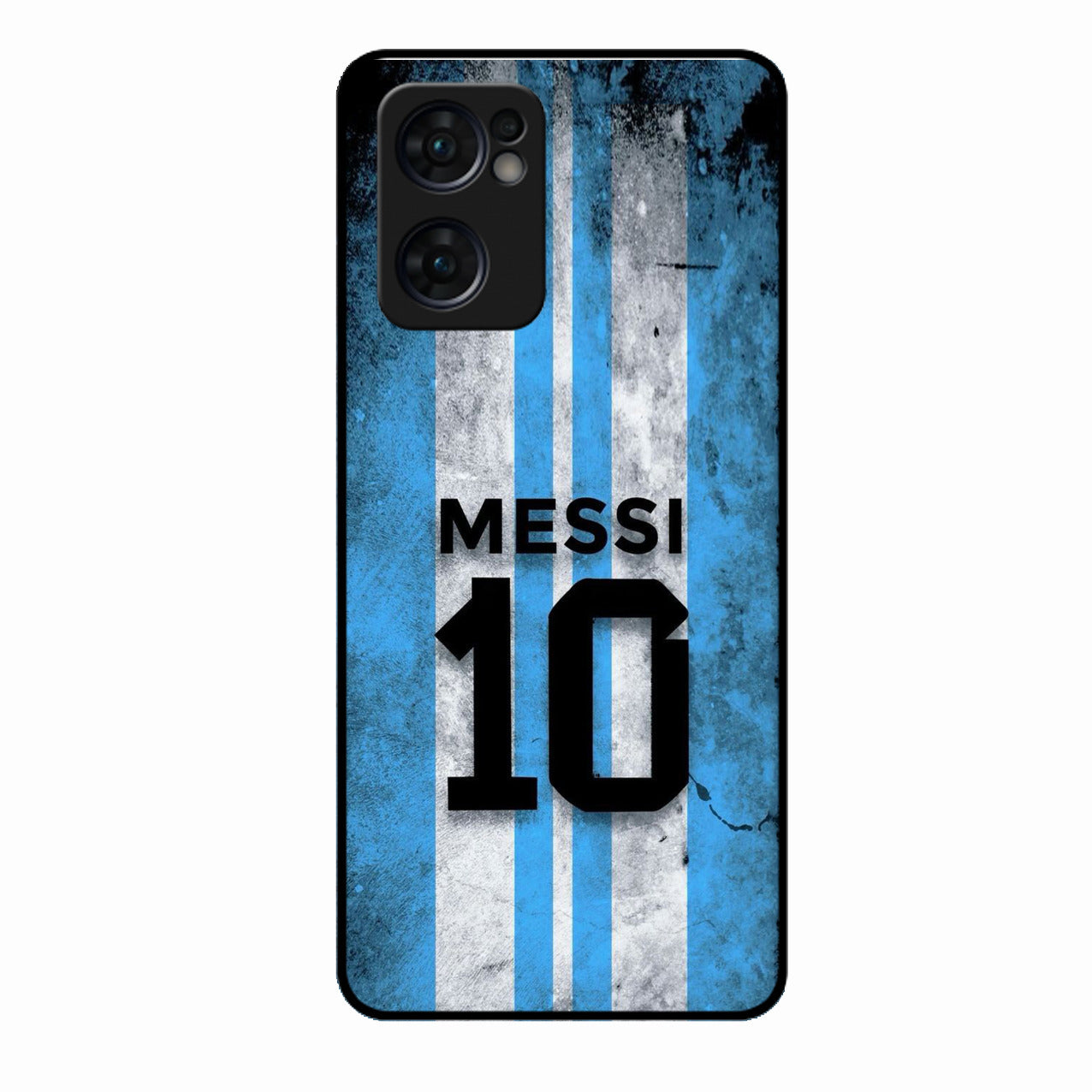 Blue Stripes Number 10 Football Glass Phone Case for Oppo Reno 7 5G