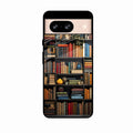 Colorful Bookshelf Art Glass Case Cover for Google Pixel 8A 5G