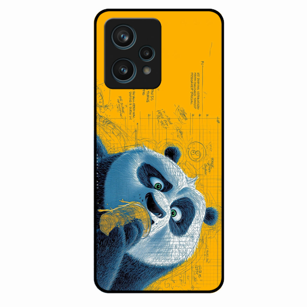 Cute Panda Sketch Premium Glass Phone Case for Realme 9 Pro Plus 5G