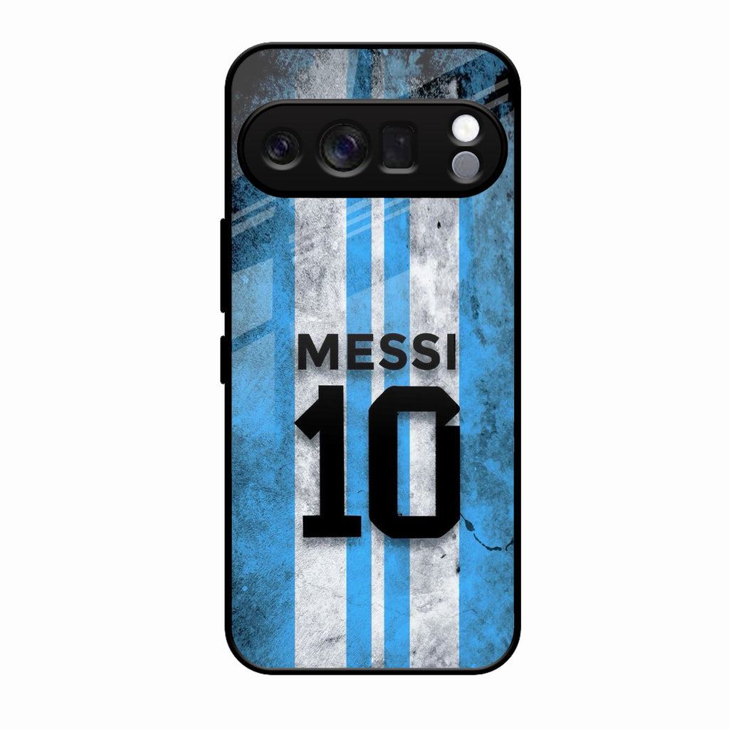 Blue Stripes Number 10 Football Glass Phone Case for Google Pixel 10 Pro