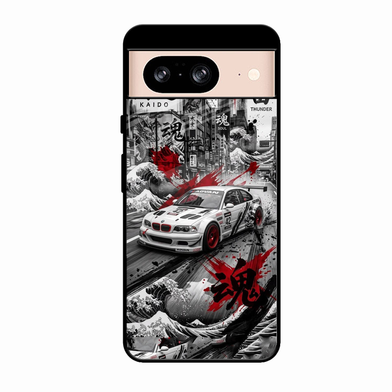 Japanese Wave Drift Racing Premium Glass Phone Case for Google Pixel 9 Pro 5G