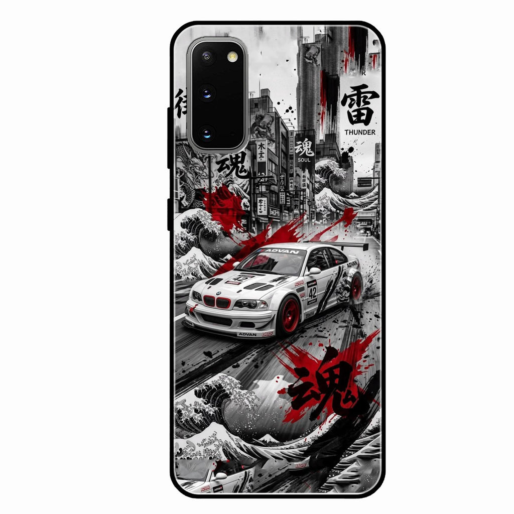 Japanese Wave Drift Racing Premium Glass Phone Case for Samsung Galaxy S20