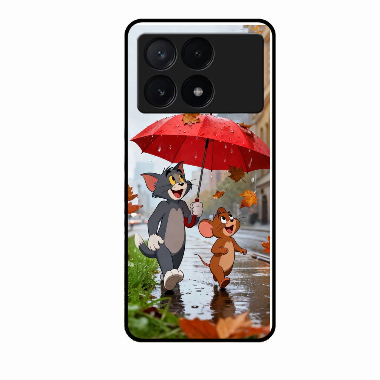 Rainy Day Cartoon Glass Phone Case for Poco X6 Pro 5G