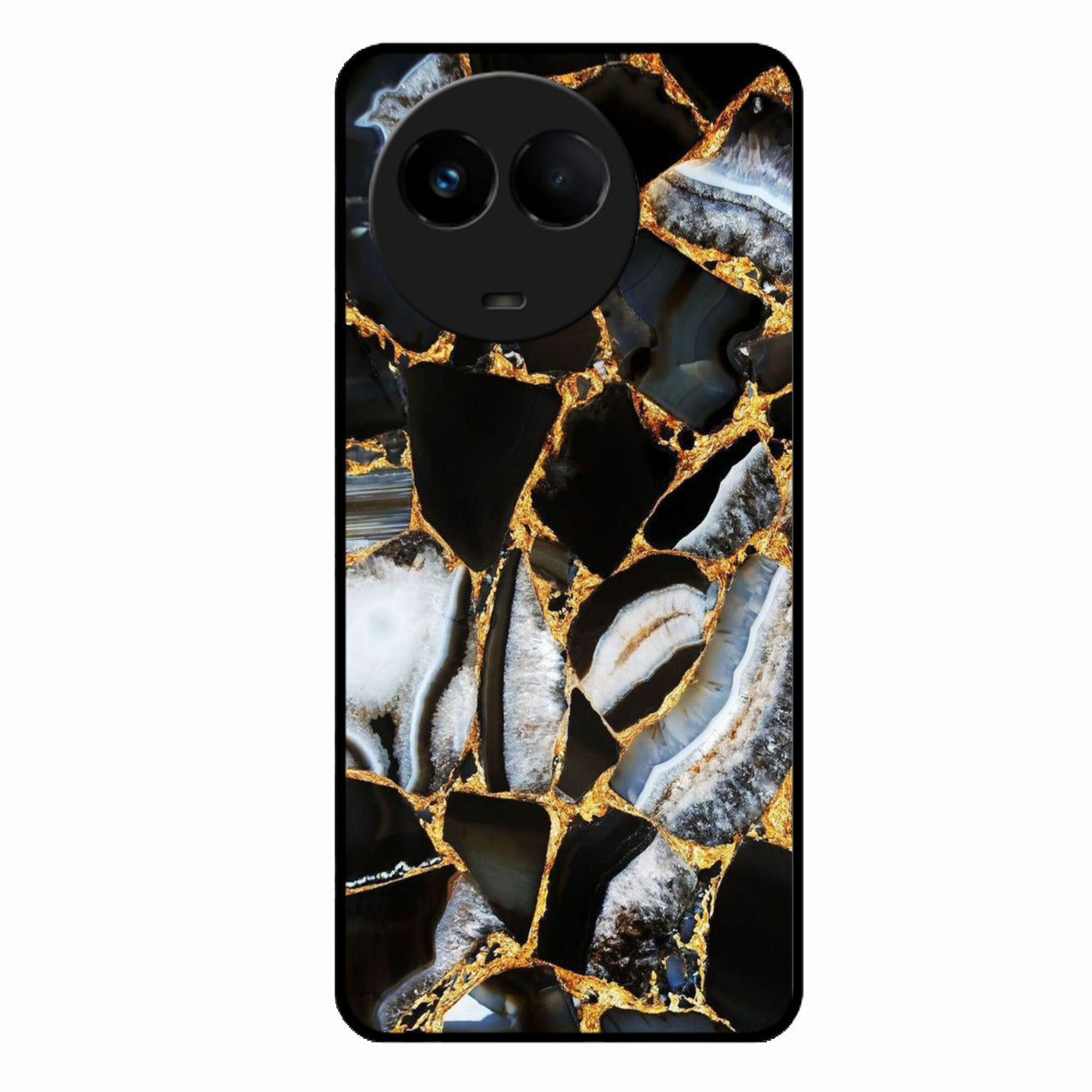 Black Gold Marble Glass Phone Case for Realme 11 5G