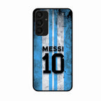 Blue Stripes Number 10 Football Glass Phone Case for Samsung Galaxy A25 5G