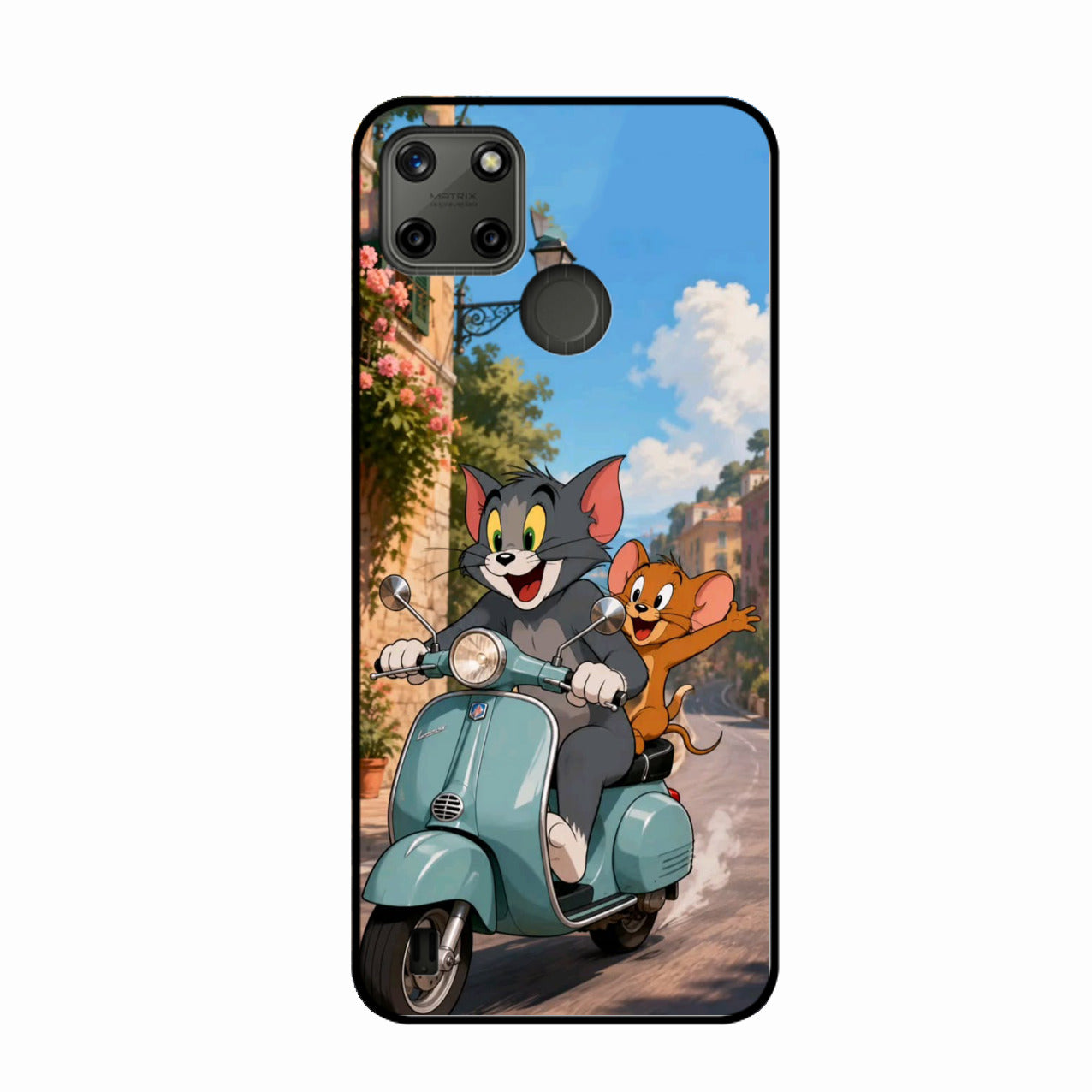 Cartoon Scooter Adventure Premium Glass Phone Case for Realme C25Y