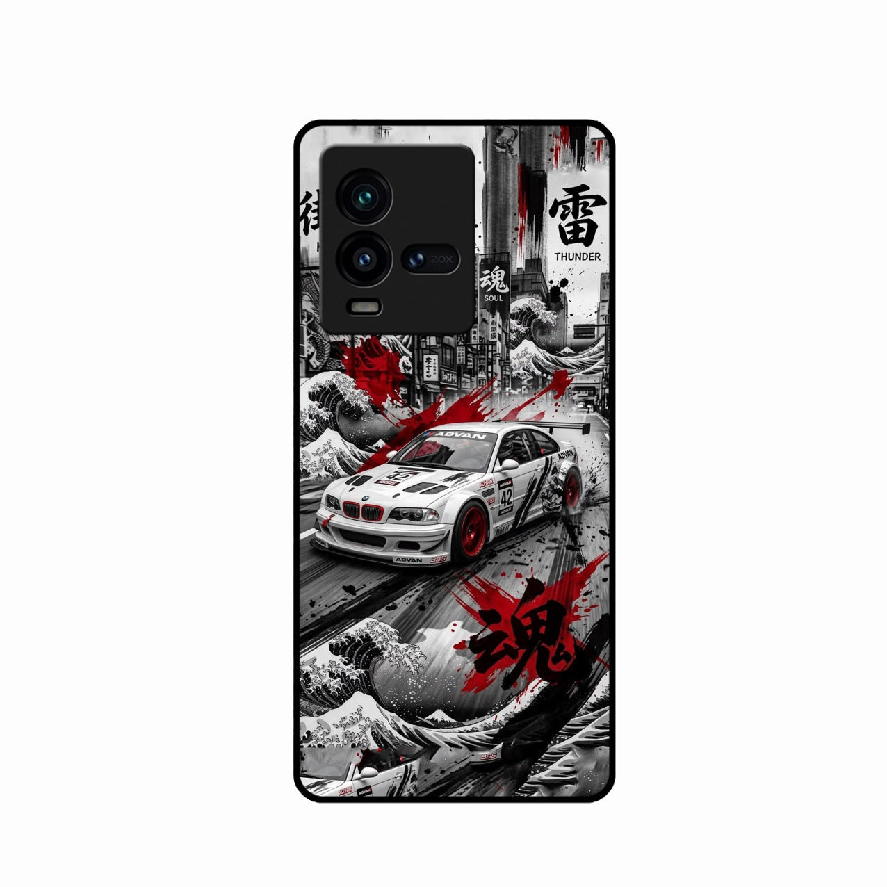 Japanese Wave Drift Racing Premium Glass Phone Case for Motorola Edge 40 5G