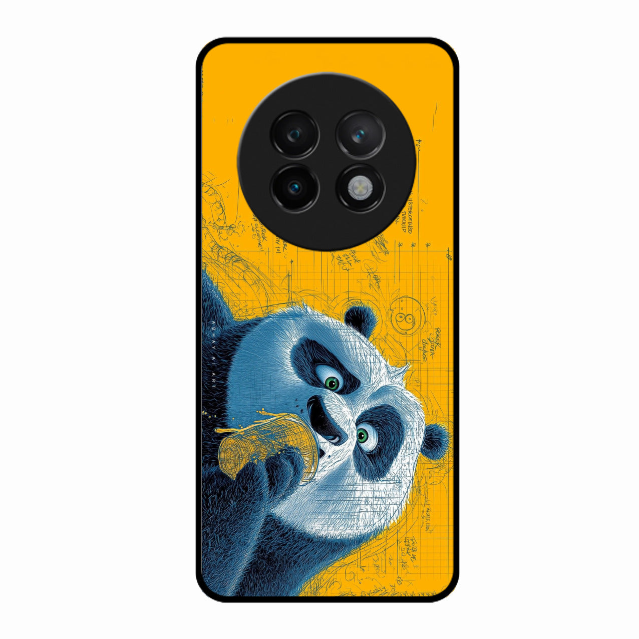 Cute Panda Sketch Premium Glass Phone Case for Realme 13 Plus 5G