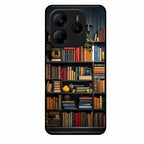 Colorful Bookshelf Art Glass Case Cover for Redmi Note 14 5G
