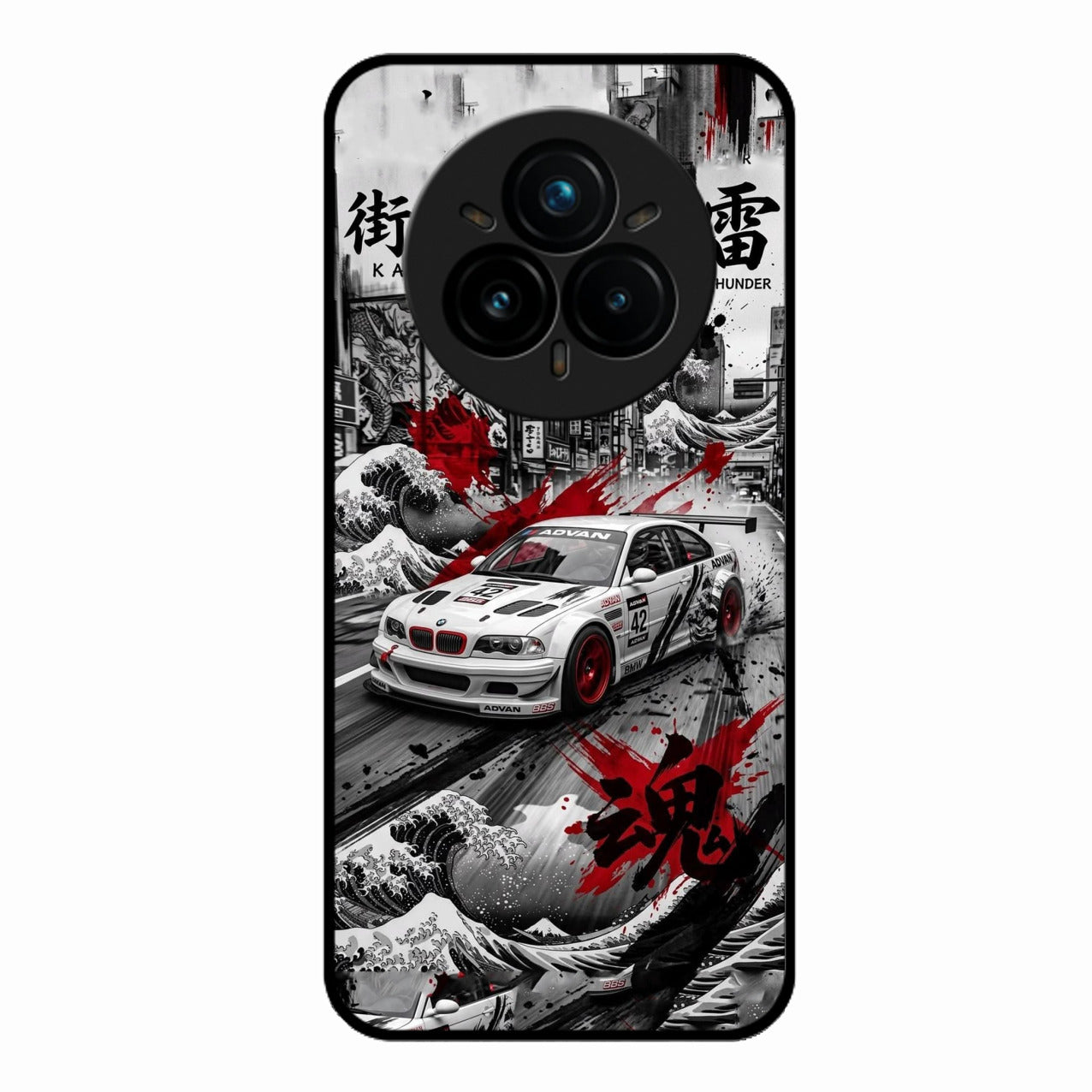 Japanese Wave Drift Racing Premium Glass Phone Case for Realme 14 Pro Plus 5G