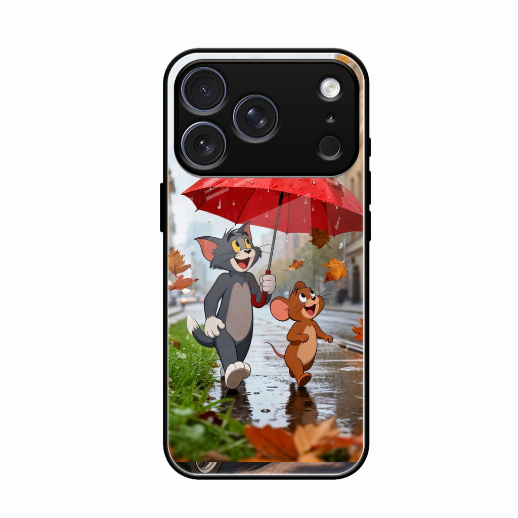 Rainy Day Cartoon Glass Phone Case for iPhone 17 Pro