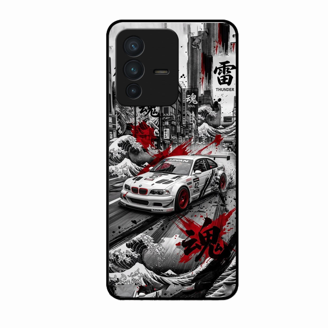 Japanese Wave Drift Racing Premium Glass Phone Case for Vivo V23 Pro 5G