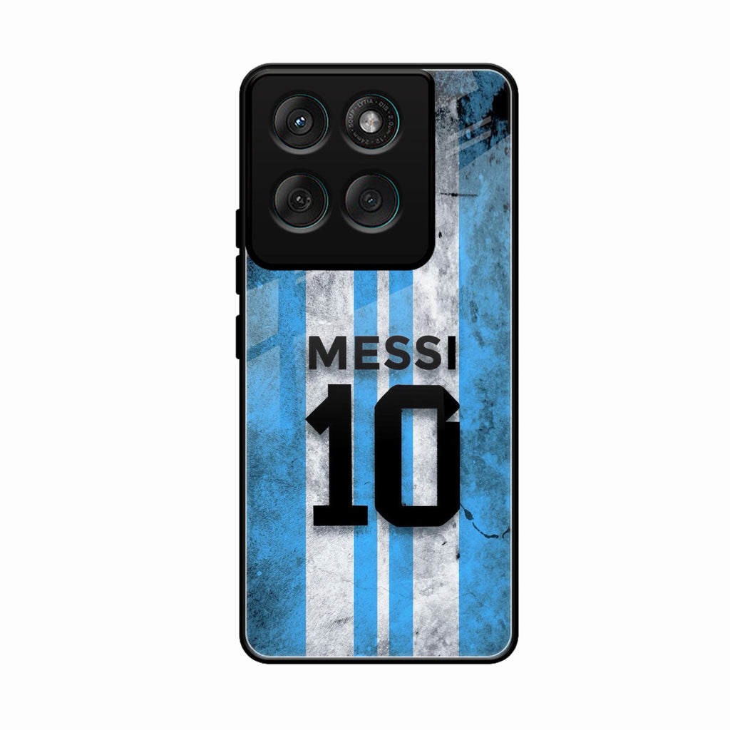 Blue Stripes Number 10 Football Glass Phone Case for Motorola Edge 60 Fusion 5G