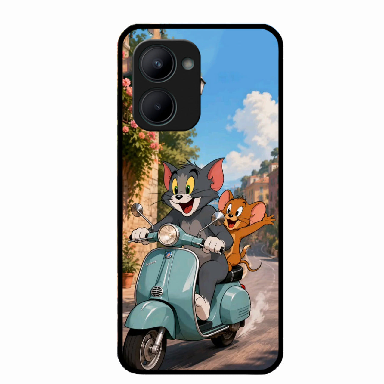 Cartoon Scooter Adventure Premium Glass Phone Case for Realme C33 2023