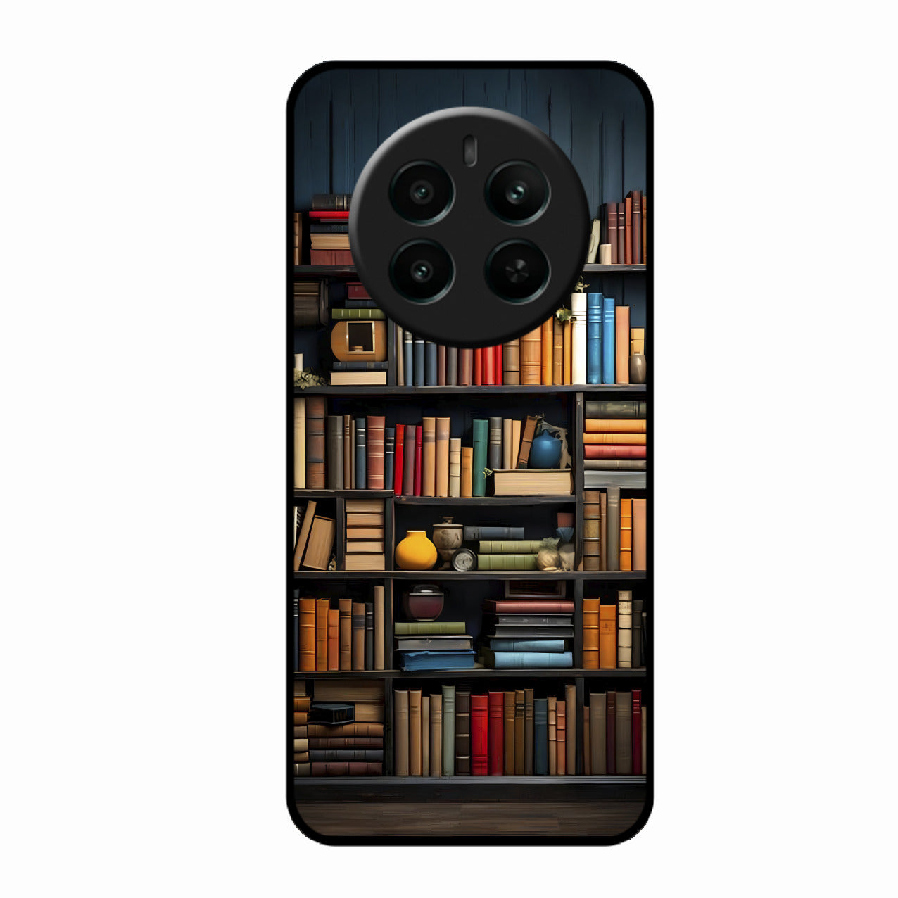 Colorful Bookshelf Art Glass Case Cover for Realme Narzo 70 Pro 5G