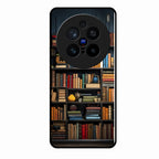 Colorful Bookshelf Art Glass Case Cover for Vivo X200 Pro 5G