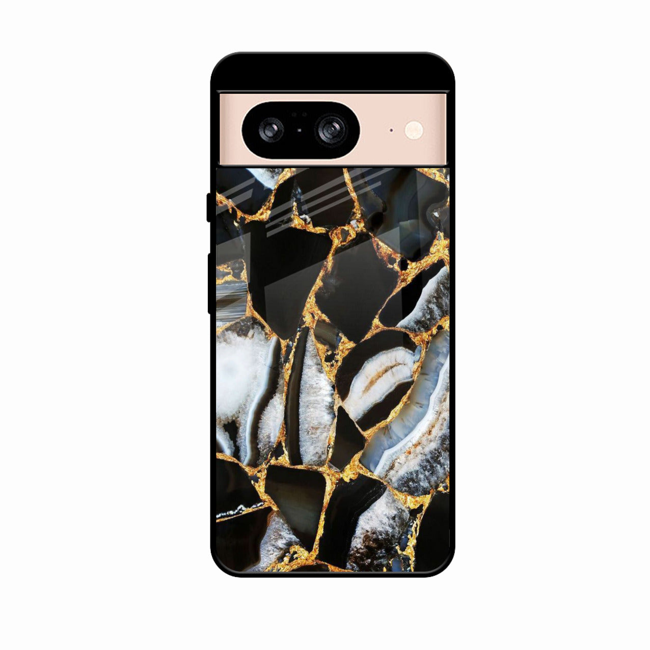 Black Gold Marble Glass Phone Case for Google Pixel 8A 5G