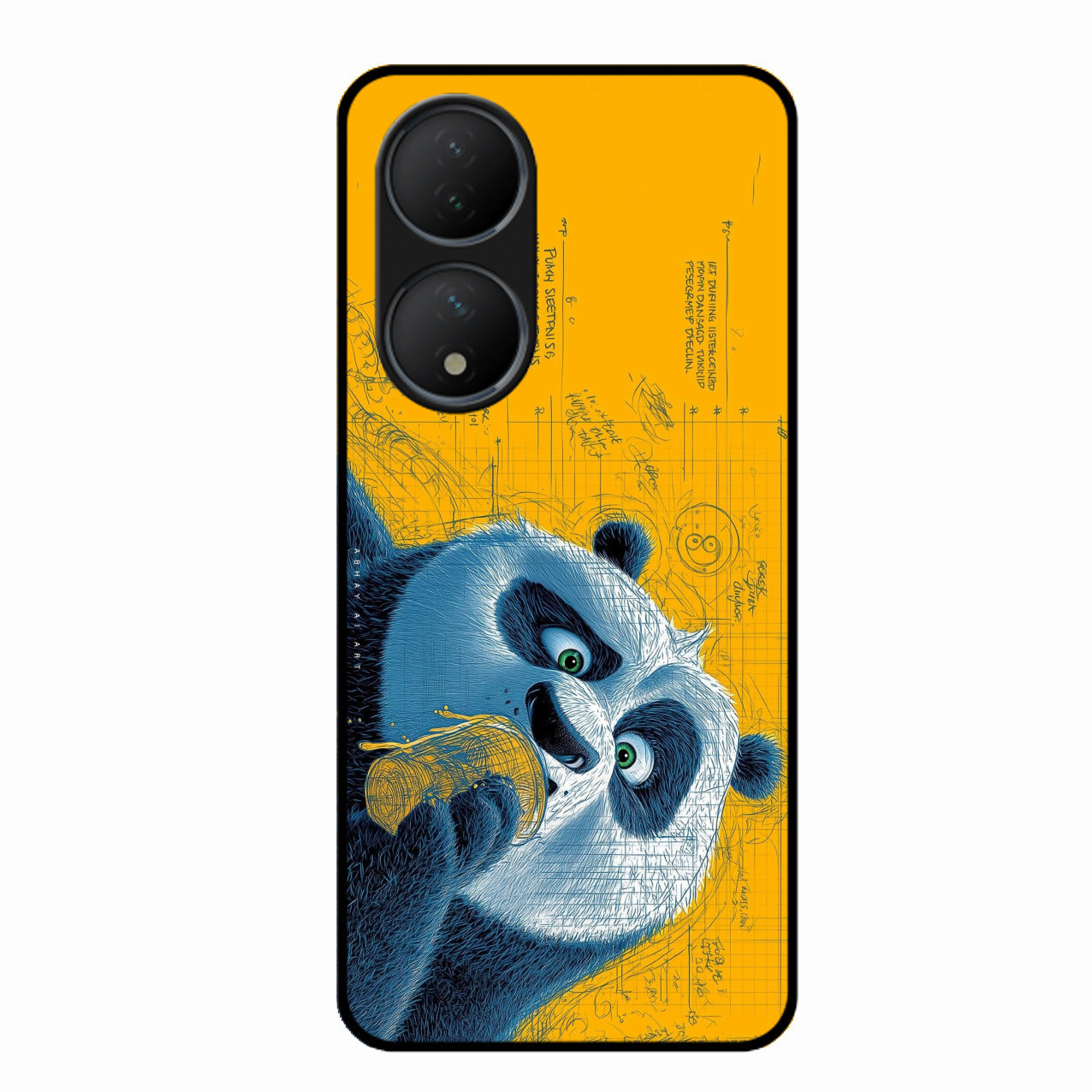 Cute Panda Sketch Premium Glass Phone Case for Vivo Y100A 5G