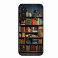 Colorful Bookshelf Art Glass Case Cover for Samsung Galaxy M36 5G