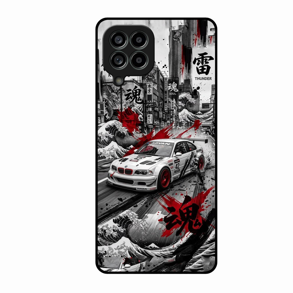 Japanese Wave Drift Racing Premium Glass Phone Case for Samsung Galaxy M53 5G
