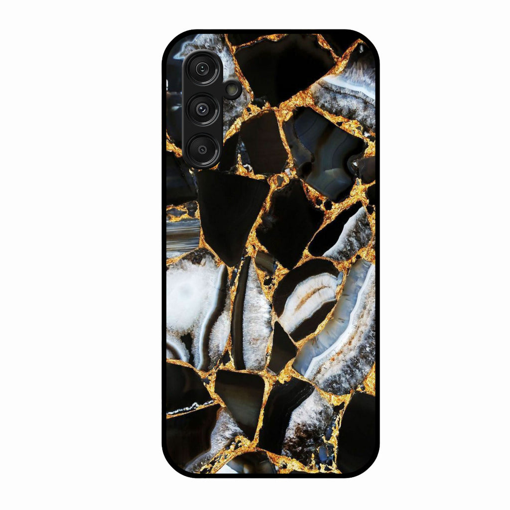 Black Gold Marble Glass Phone Case for Samsung Galaxy M34 5G