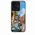 Cartoon Scooter Adventure Premium Glass Phone Case for Redmi 13 5G
