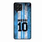 Blue Stripes Number 10 Football Glass Phone Case for Samsung Galaxy M53 5G