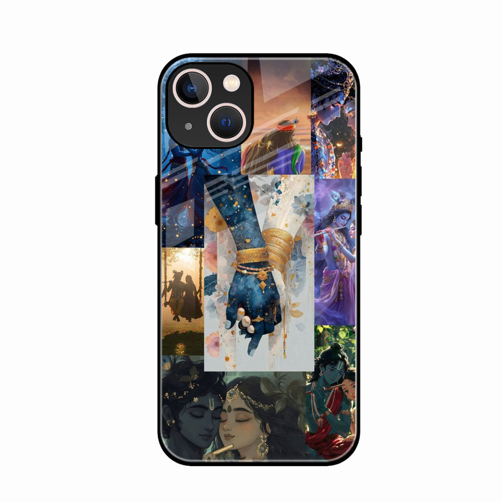 Eternal Radha Krishna Love Glass Phone Case for iPhone 14 Plus