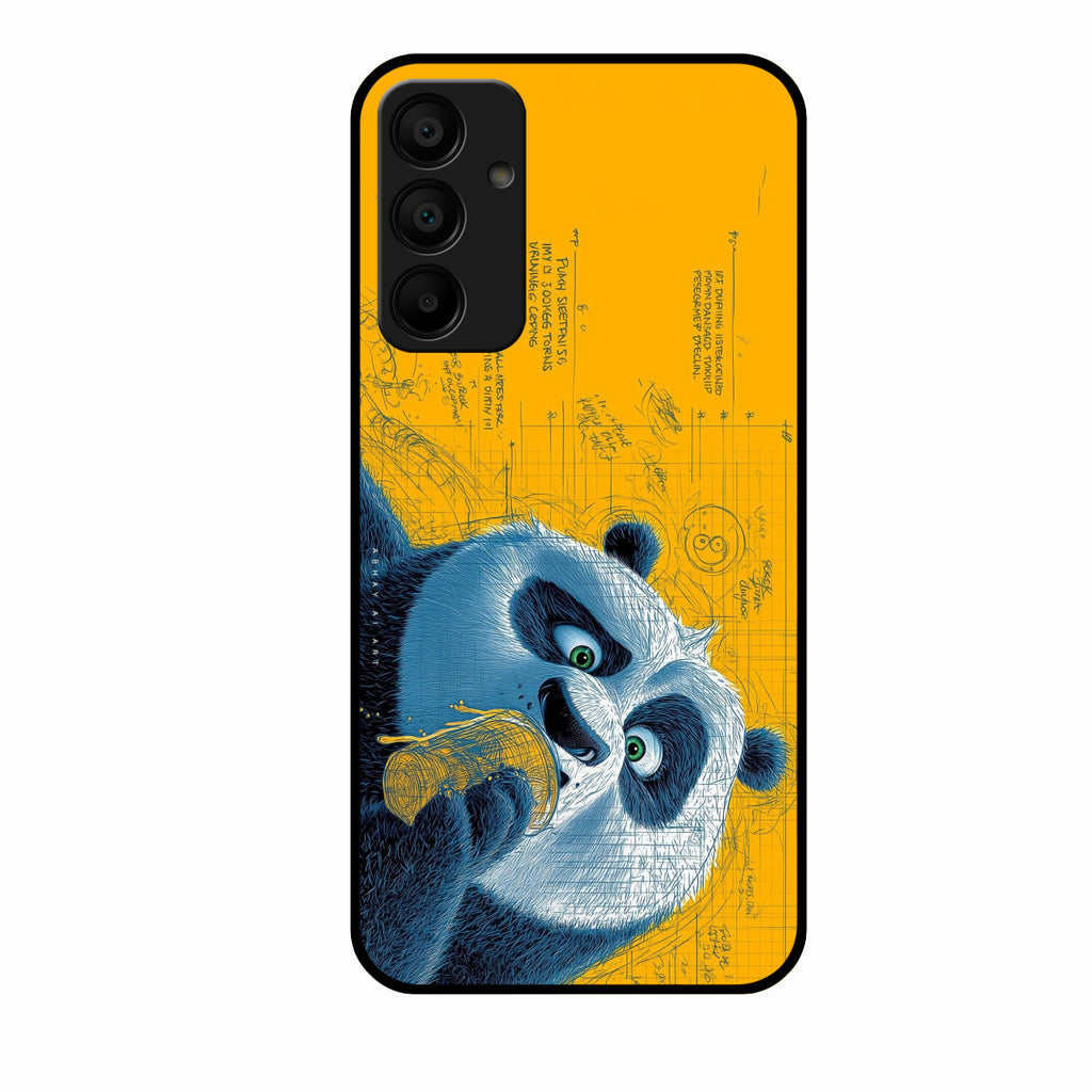 Cute Panda Sketch Premium Glass Phone Case for Samsung Galaxy M15 5G