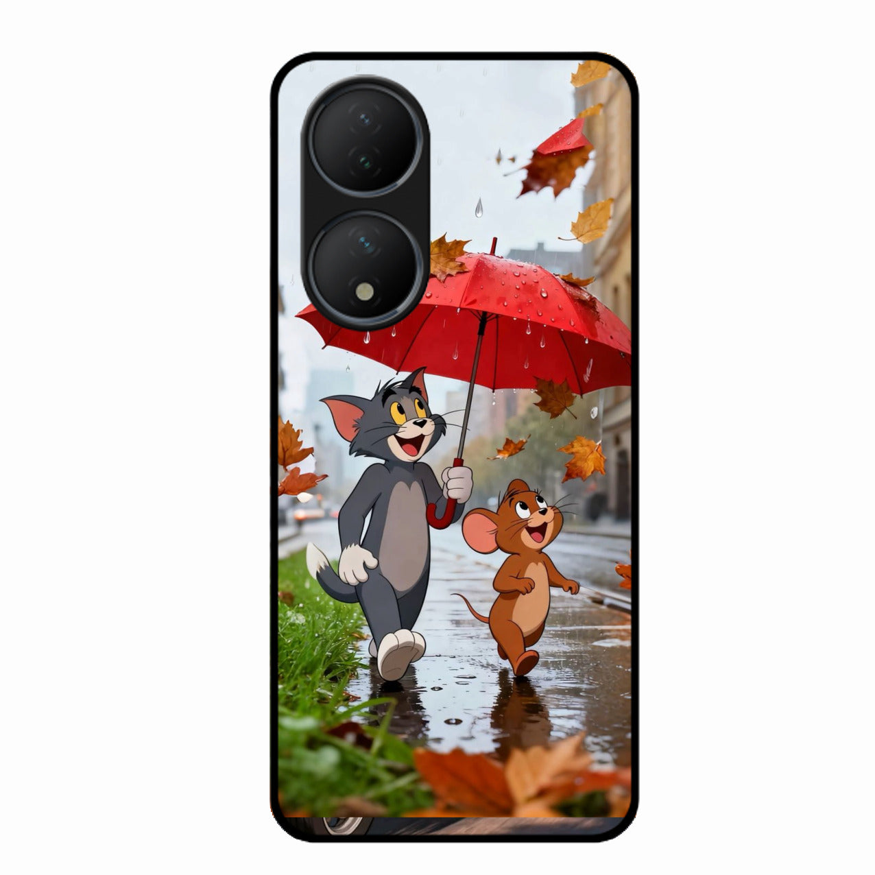 Rainy Day Cartoon Glass Phone Case for Vivo Y100A 5G