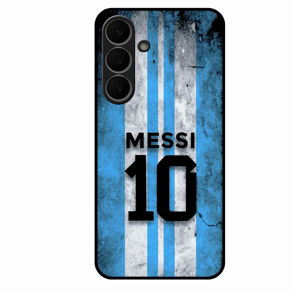 Blue Stripes Number 10 Football Glass Phone Case for Samsung Galaxy S25 FE 5G