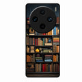 Colorful Bookshelf Art Glass Case Cover for Vivo X100 Pro 5G