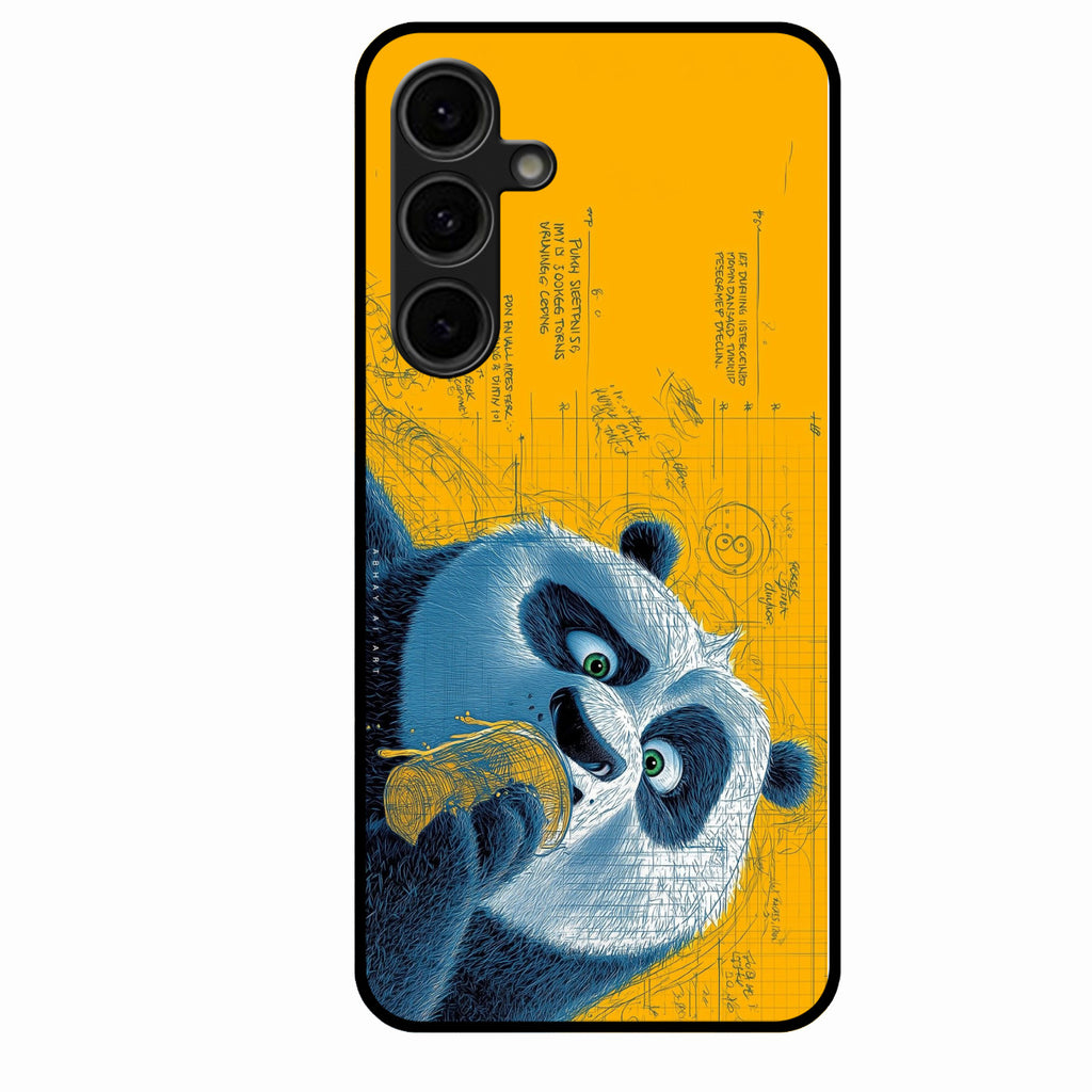 Cute Panda Sketch Premium Glass Phone Case for Samsung Galaxy S24 Fe 5G