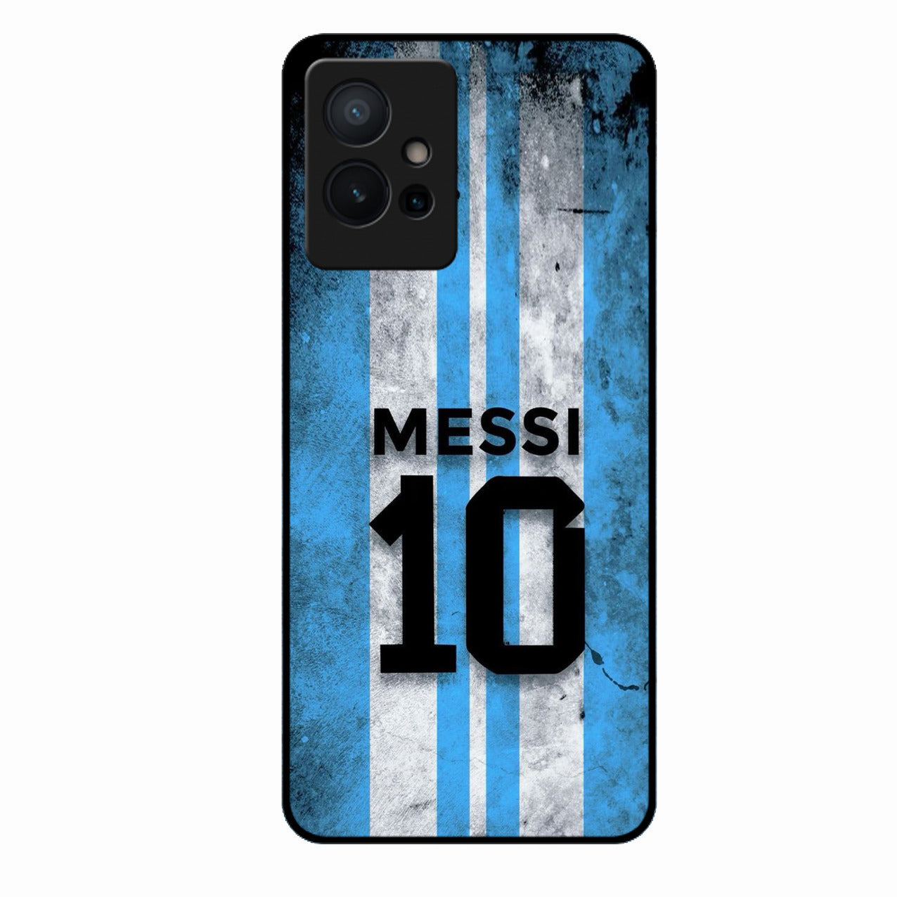 Blue Stripes Number 10 Football Glass Phone Case for Vivo T1 5G