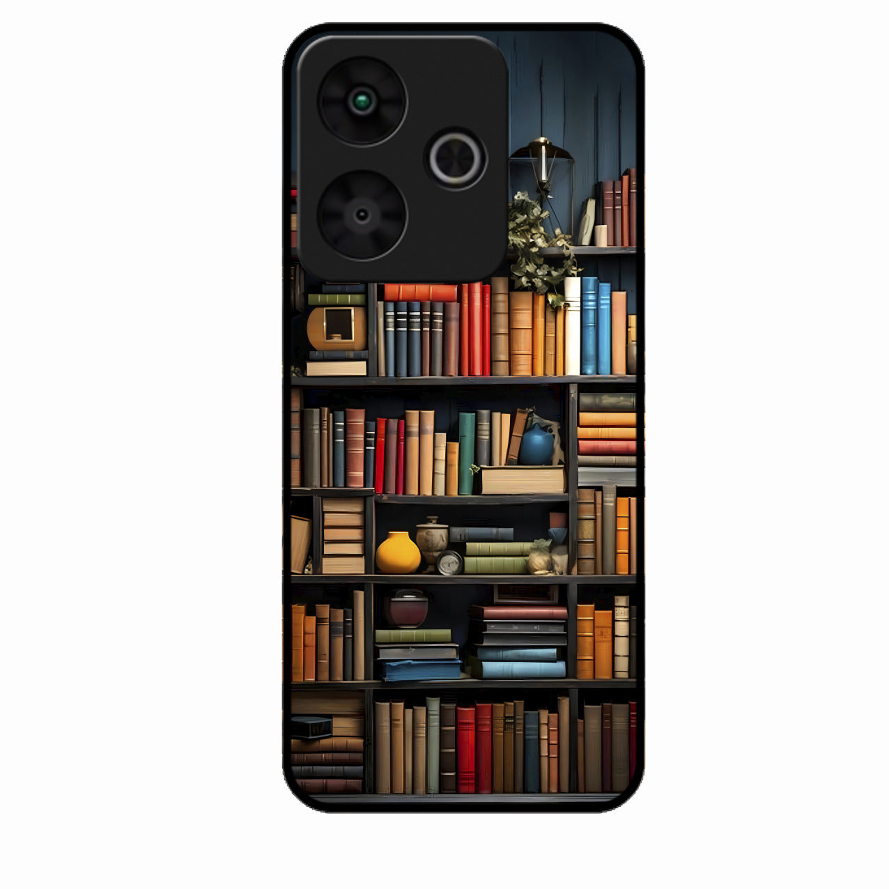 Colorful Bookshelf Art Glass Case Cover for Redmi 13 5G