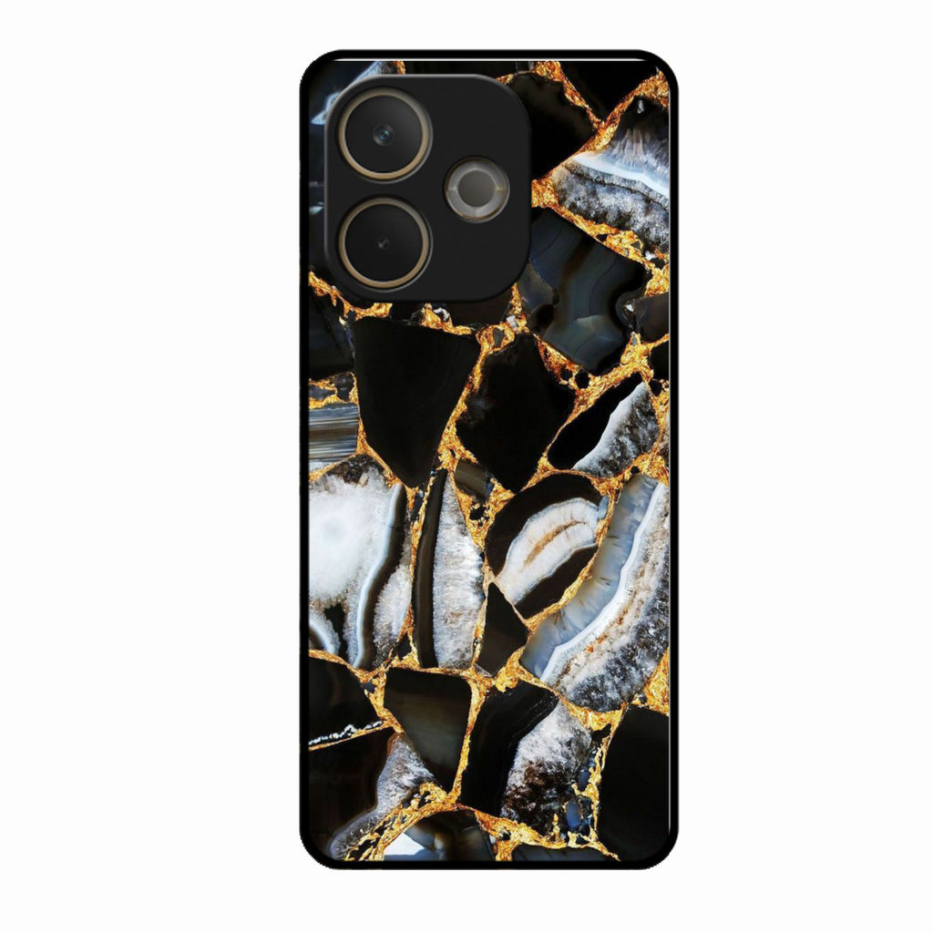 Black Gold Marble Glass Phone Case for Oppo A5 Pro 5G