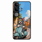 Cartoon Scooter Adventure Premium Glass Phone Case for Vivo Y300 5G