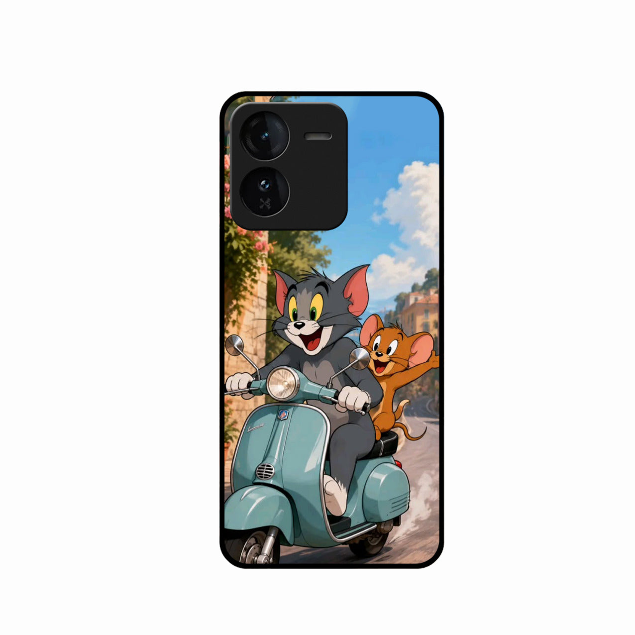 Cartoon Scooter Adventure Premium Glass Phone Case for iQOO Z9 5G