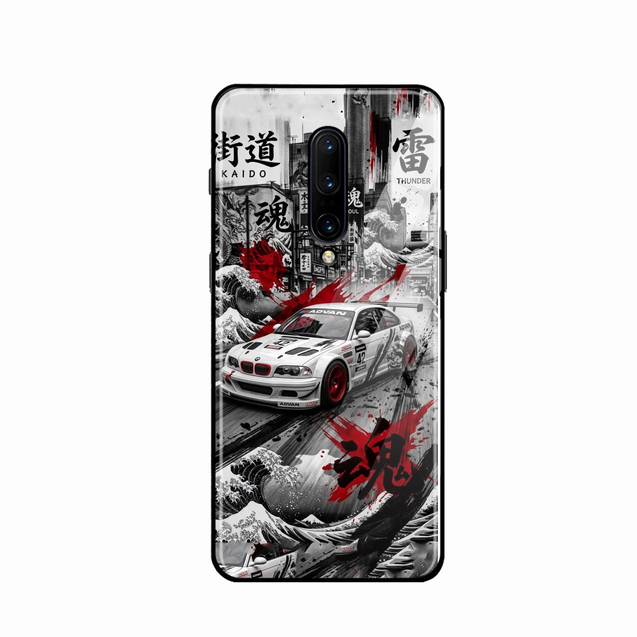 Japanese Wave Drift Racing Premium Glass Phone Case for Oneplus 8