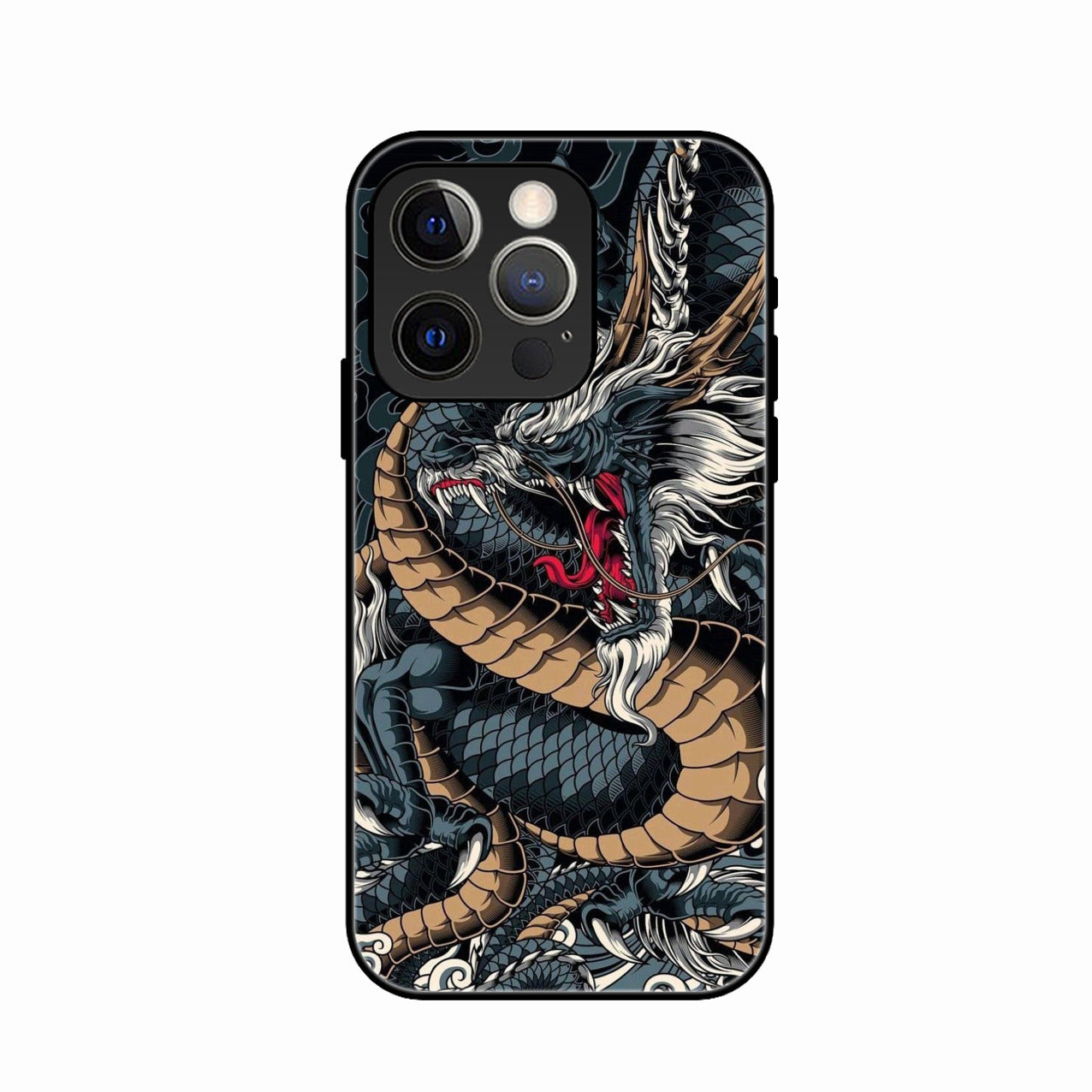 Midnight Dragon Glass Phone Case for iPhone 14 Pro Max