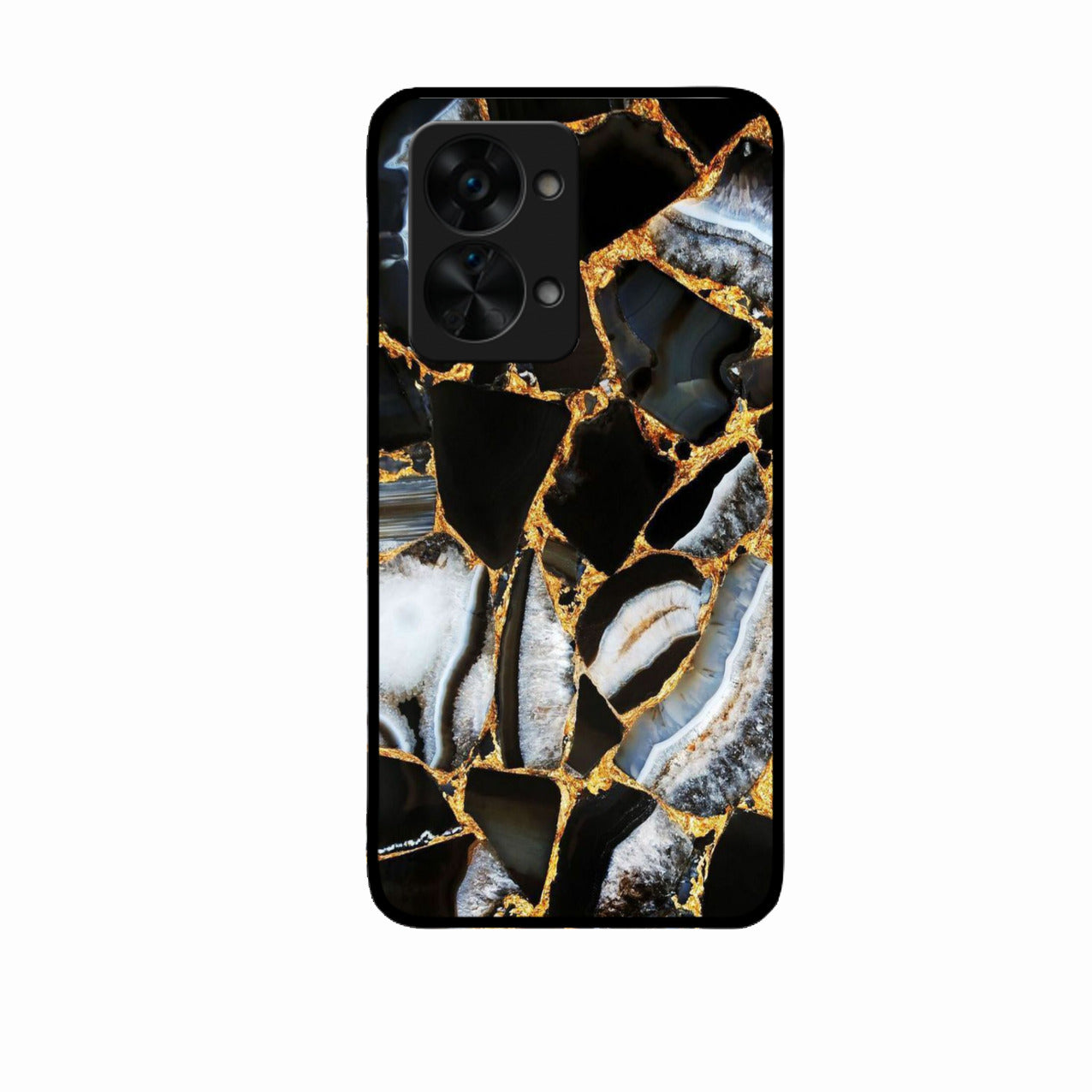 Black Gold Marble Glass Phone Case for Oneplus Nord 2T 5G