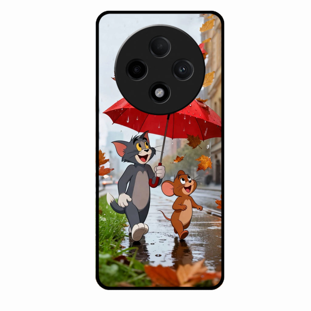 Rainy Day Cartoon Glass Phone Case for Oppo F27 Pro Plus 5G