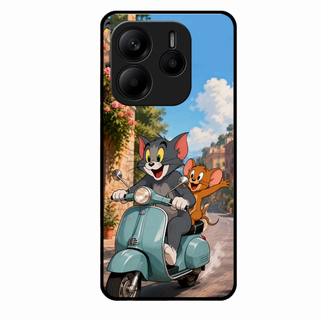 Cartoon Scooter Adventure Premium Glass Phone Case for Redmi Note 14 5G