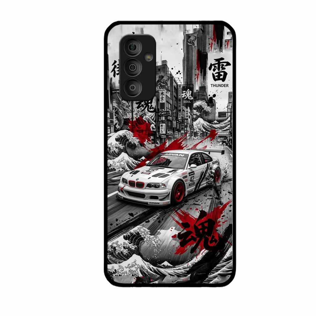 Japanese Wave Drift Racing Premium Glass Phone Case for Samsung Galaxy F23 5G